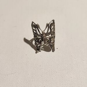 Vintage 925 Sterling Silver Butterfly Marcasite Ring